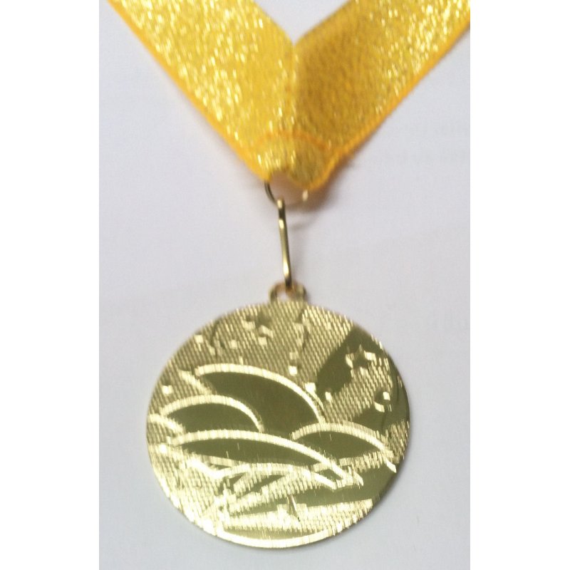 10 x Medaillen aus Metall 50mm Farbe: Gold mit Alu Emblem 25mm - Kappe mit Einem Emblem Karneval e237 Fasching Medaillen Band inkl Narrenkappe 
