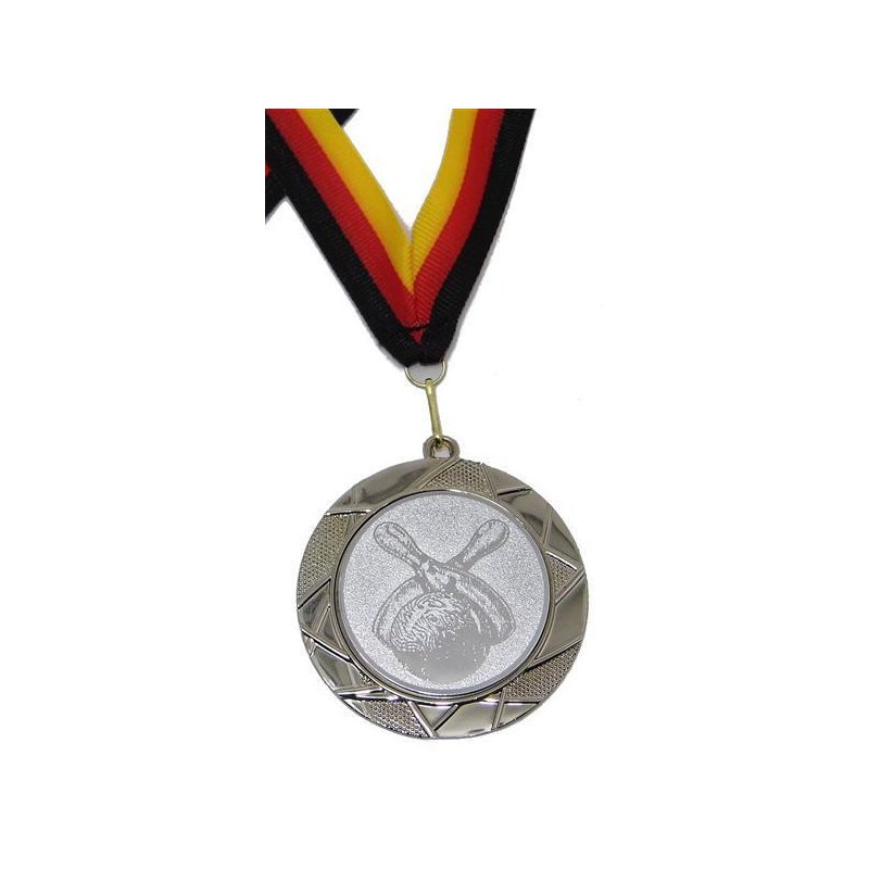 Halsband schwarz-weiß 10 Stück Bowling Medaille 