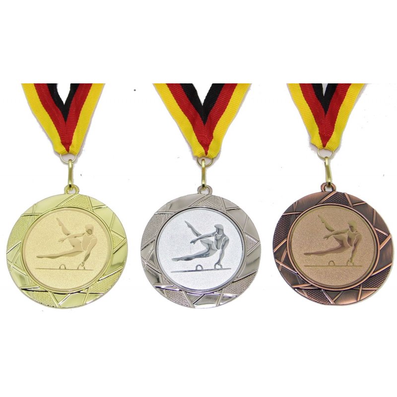 Turnen Bodenturnen Pokal Kids Medaillen 70mm mit Deutschland-Band Turnier Emblem 