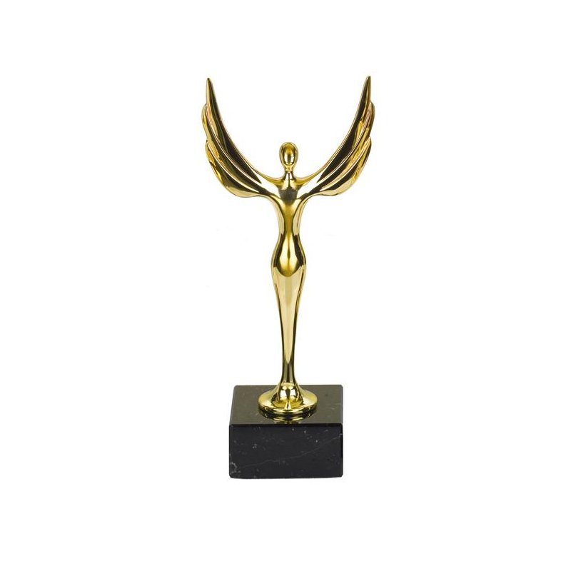 Angel Figur Forelle  Trophäe ca Gravur-Schild goldfarbig 12 cm inkl 