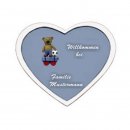 Namenschild Decoramic Herz �180x150mm grau/weiss , aus Keramik    Motiv Familie Sohn