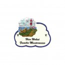 Decoramic Namensschild/Klingelschild/Türschild Wolkentraum Weiß, Motiv Strand Seehund Leuchtturm