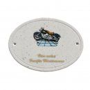 Decoramic Oval Granitgrau, Motiv Motorrad