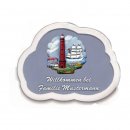 Decoramic Wolkentraum 826 Grau, Motiv Leuchtturm Borkum