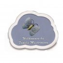 Decoramic Wolkentraum Grau, Motiv Schmetterling blau