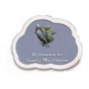 Decoramic Wolkentraum Grau, Motiv Vogel lila rechts