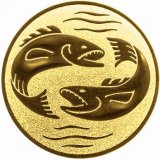 EMBLEM 25 MM Angeln 2 Fische goldfarben