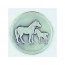 Emblem D=50 mm Pferd mit Fohlen silber