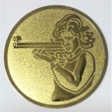 Emblem 25mm Schiesport Gewehr Frau goldfarben