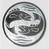 Emblem D=25mm Angeln Fische, silberfarbig