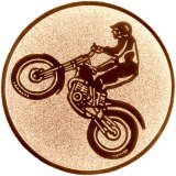 Emblem D=50 mm Trial-Motorradfahrer bronzefarben