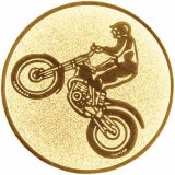 Emblem D=25 Trial-Motorradfahrer goldfarben