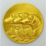 Emblem D=50mm Dackel 3er goldrfarben in Metall fr Pokale...