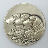 Emblem D=50mm Dackel 3er, silberfarben in Metal