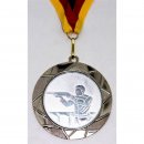 Medaille D=70mm mit Emblem D=50mm Gewehrschtze, goldfarbig