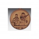Emblem D=50mm Tischtennis - Doppel, Frau,  bronzefarben,...