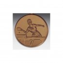 Emblem D=50mm Tischtennis- Frau,  bronzefarben, siber-...
