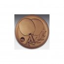 Emblem D=50mm Tischtennis Schläger,  bronzefarben, siber- oder goldfarben