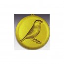 Emblem D=50mm Zebrafink, goldfarben in Kunststoff fr Pokale und Medaillen
