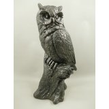 Eule Kunststein(MGO) Grau farbig H.70cm