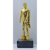 Figur Geschftsmann goldfarben  185mm auf schw. Marmor...