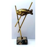 Figur Angeln-Fischen H=270mm auf Marmorsockel