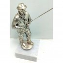 Figur Angler Metall 15cm glanz-silber incl. einer Gravur