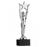 Figur Award-Stern 220mm silberfarbig glnzend auf Mamor Sockel