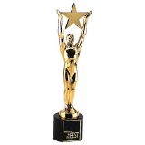 Figur Award-Stern 230mm Gold farbig auf Kristallsockel