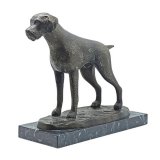 Figur Deutscher Drahthaar bronziert 20cm auf Marmorsockel