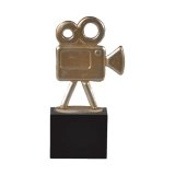 Figur Filmkamera auf Holzsockel H=19,5 cm