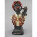 Figur Frau mit Affe Polystein farbe H.22cm L.12cm B.23cm