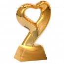 Figur Herz gold mit goldenden Sockel H=18cm