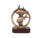 Figur Pokal Trophe Angeln 205mm auf Holzsockel in...