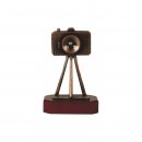 Figur Pokal Trophäe Fotokamera H=235mm auf Mahagoni Lok Holzsockel, incl einer Textgravur