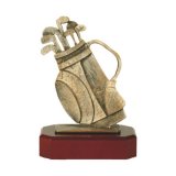 Figur Pokal Troph�e Golf H=190mm auf Holzsockel in...