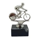 Figur Radrennen silberfarben Metallfigur 13cm