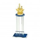 Figur Schach goldfarbig auf Glasstnder Lissabon inkl. Wunschgravur