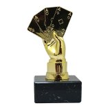 Figur Skat / Pokern  Glanz-Gold auf Marmorsockel 130MM
