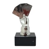 Figur Skat / Pokern  Glanz-Silber auf Marmorsockel 130MM
