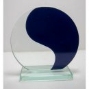 Glasstnder Kreis Yin-Yang blau inkl. Gravur Hhe 15 cm