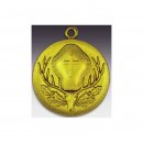 Jagd - Medaille Hubertus mit se  50mm, goldfarben in Metall
