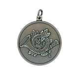Jagdmedaille Horn altsilberfarben �40mm  mit �se und Ring