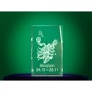Kristallquader 3D Glas Sternzeichen Skorpion