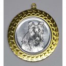 Medaille  Collie D=70mm in 3D, inkl.  22mm Band, Goldfarbig