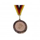Medaille D=70mm, Badminton inkl. 22mm Band, Bronzefarbig