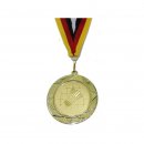 Medaille D=70mm, Badminton inkl. 22mm Band, Goldfarbig