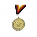 Medaille D=70mm, Boccia inkl. 22mm Band, Goldfarbig