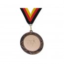 Medaille D=70mm, Fechten inkl. 22mm Band, Bronzefarbig