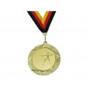 Medaille D=70mm, Fechten inkl. 22mm Band, Goldfarbig